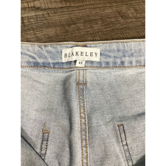 Blakeley Womens Light Wash Blue Denim Wide Leg Cargo Pants 4X Strachey FIT  NWT - Picture 8 of 10